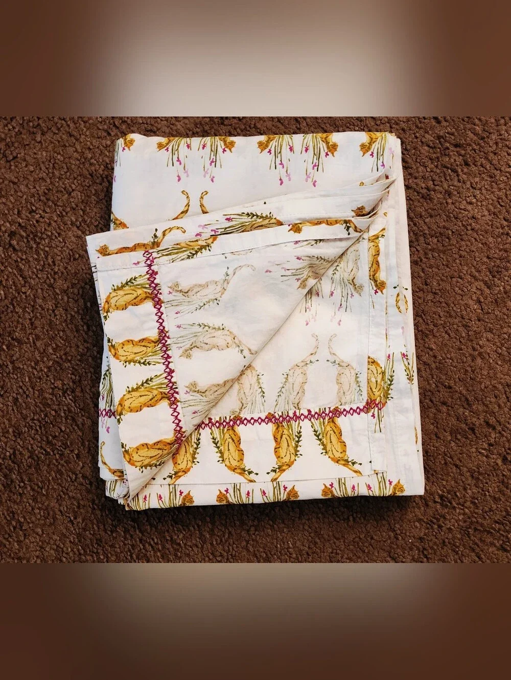 FULL size FLAT bed sheet only Target Opalhouse Jungalow Bengal Cat Tiger 79
